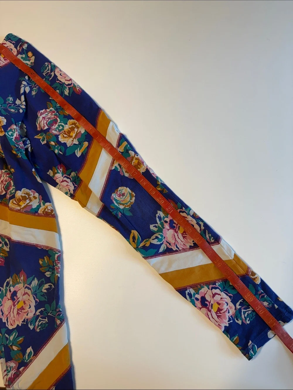 Matilda Jane Yellow Royal Blue Flor Striped Raglan Matching Leggings sz 12VGUC